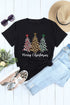 Black Leopard Tree Christmas Graphic Print T Shirt