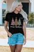 Black Leopard Tree Christmas Graphic Print T Shirt