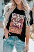 Black Long Live Cowgirls Graphic Print Short Sleeve T Shirt