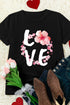Black Love Cherry Blossoms Graphic Print Short Sleeve T Shirt