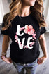 Black Love Cherry Blossoms Graphic Print Short Sleeve T Shirt
