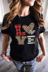 Black Love Heart Plaid Striped Leopard Print Graphic T Shirt