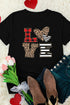 Black Love Heart Plaid Striped Leopard Print Graphic T Shirt