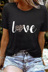 Black Love Leopard Heart Shape Print Short Sleeve T Shirt