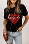 Black Love Leopard Plaid Heart Shaped Crewneck T Shirt