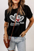Black Love Never Fails Leopard Sequin Heart Graphic Valentines Tee