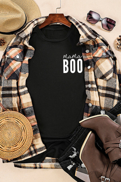 Black Mama BOO Casual Round Neck T-shirt