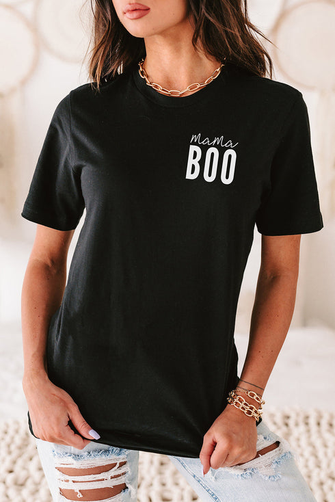 Black Mama BOO Casual Round Neck T-shirt