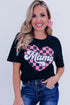 Black Mama Checkered Heart Shape Print Crewneck T Shirt