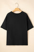 Black MAMA Patched Graphic Drop Shoulder Loose Tee