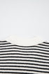 Black Mixed Striped Print Half Placket Collared Cap Sleeve Bodycon Sweater Dress