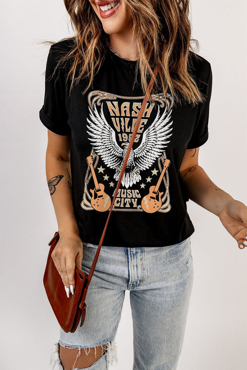 Black Nash Ville 1982 Vintage Music City Graphic Tee