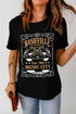 Black Nashville Letter Guitar Print Short Sleeve Graphic Tee