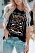 Black Nashville Letter Guitar Print Short Sleeve Graphic Tee