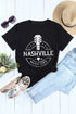 Black Nashville Music City Graphic Print Crew Neck T Shirt