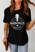 Black Nashville Music City Graphic Print Crew Neck T Shirt