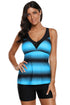 Black Ombre Print Strappy Tankini And Short Set