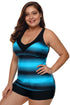 Black Ombre Print Strappy Tankini And Short Set