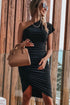 Black One-Shoulder Short Sleeve Ruched Bodycon Dress
