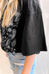 Black Paisley Print Crew Neck Loose Fit Tunic Tee