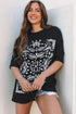 Black Paisley Print Crew Neck Loose Fit Tunic Tee