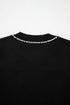 Black Pearl Bow Necklace Embellished Short Sleeve Knitted T Shirt
