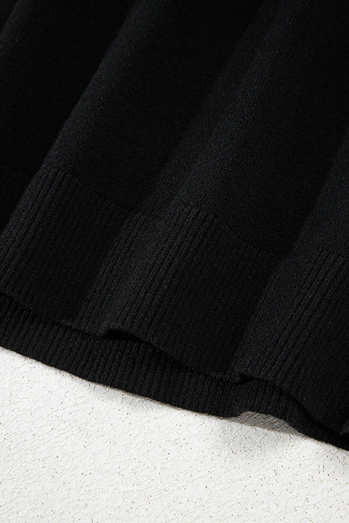 Black Pearl Bow Necklace Embellished Short Sleeve Knitted T Shirt