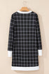 Black Plaid Colorblock Edge Open Cardigan with Pocket