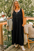 Black Plus Size Sleeveless Button Front Loose Jumpsuit