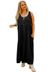 Black Plus Size Sleeveless Button Front Loose Jumpsuit