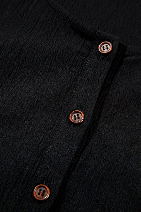 Black Plus Size Sleeveless Button Front Loose Jumpsuit