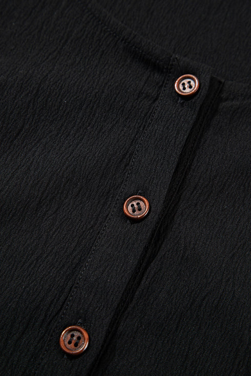 Black Plus Size Sleeveless Button Front Loose Jumpsuit