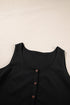 Black Plus Size Sleeveless Button Front Loose Jumpsuit