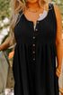 Black Plus Size Sleeveless Button Front Loose Jumpsuit
