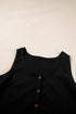 Black Plus Size Sleeveless Button Front Loose Jumpsuit