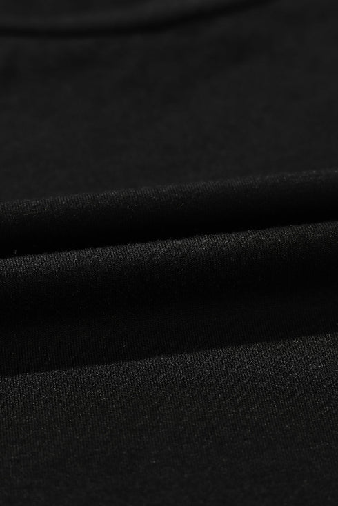 Black Plus Size Striped Leopard Patch Sleeve Ruffle Tiered Dress