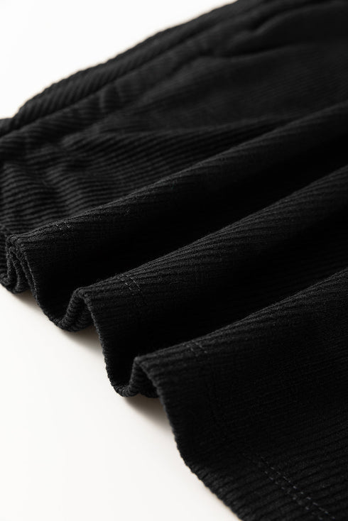 Black Racerback Ribbed Knit Drawstring Bodycon Dress