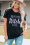 Black Resting Witch Face Short Sleeve Graphic Tee