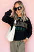 Black Rhinestone Mardi Gras Letter Graphic Drop Shoulder Sweatshirt