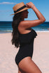Black Ruffle Tiered One Shoulder One Piece Swimsuit