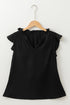 Black Ruffled Shoulder V Neck Shift Tank Top