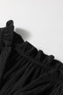 Black Ruffled Shoulder V Neck Shift Tank Top