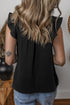 Black Ruffled Shoulder V Neck Shift Tank Top