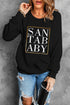 Black Santababy Glitter Graphic Print Long Sleeve Sweatshirt