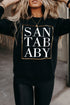 Black Santababy Glitter Graphic Print Long Sleeve Sweatshirt
