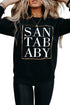 Black Santababy Glitter Graphic Print Long Sleeve Sweatshirt