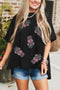 Black Sequin Crawfish Graphic High Low Loose T Shirt