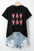 Black Sequin Crawfish Graphic Western Fashion T Shirt