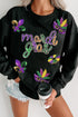 Black Sequin mardi gras Fleur de Lis Graphic Pullover Sweatshirt