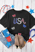 Black Sequin USA Bow Graphic Independence Day T Shirt